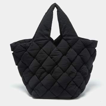 مملوكة مسبقًا Bottega Veneta Cassette Padded Black Intrecciato Nylon Tote