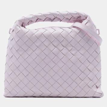 مملوكة مسبقًا Bottega Veneta Pink Mini Calfskin Intrecciato Hop Satchel
