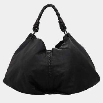 مملوكة مسبقًا Bottega Veneta Black Leather Intrecciato Fortune Cookie Bag