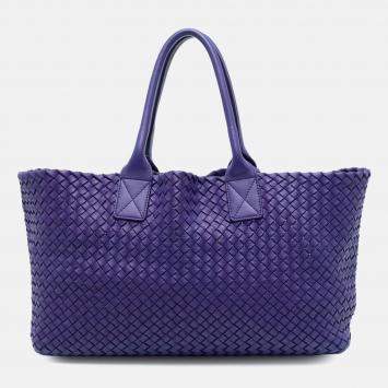 Pre Owned حقيبة يد بوتيغا فينيتا  كابات إنتريتشو أرجواني جلد الضأن متوسطة