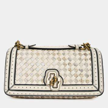 Pre Owned حقيبة كتف عقدة أوليمبيا بوتيغا فينيتا 2018 جلد إيرز إنترتشياتو مدققة رمادية