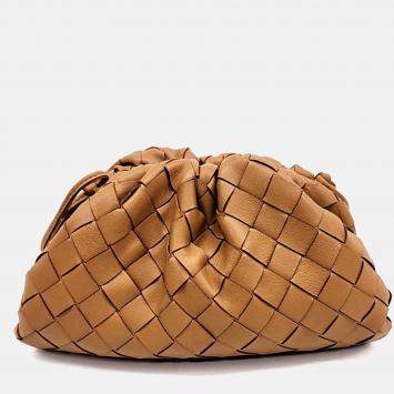 Pre Owned Bottega Veneta Brown Leather Mesh Butter Calf Crossbody Bag