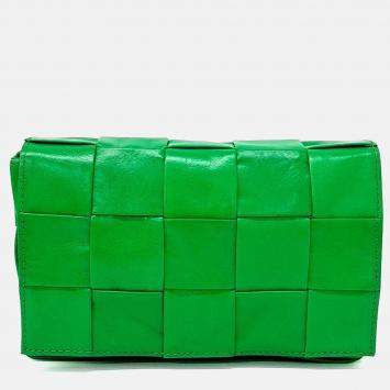 Pre Owned حقيبة كاسيت جلد مطاط بوتيغا فينيتا خضراء