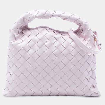 Pre Owned Bottega Veneta Pink Mini Calfskin Intrecciato Hop Satchel