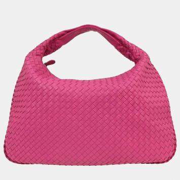 Pre Owned Bottega Veneta Pink Intrecciato Hobo Handbag