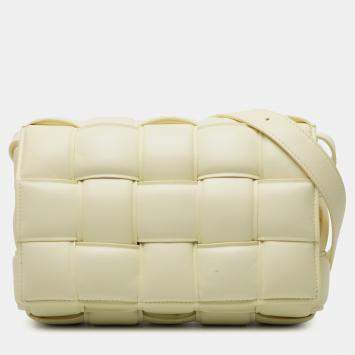 Pre Owned حقيبة كروس بودي بوتيغا فينيتا كاسيت مبطنة منسوجة أصفر نابا