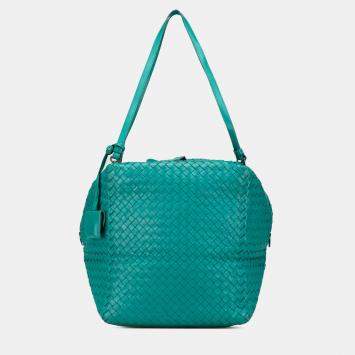 مملوكة مسبقًا Bottega Veneta Blue Nappa Intrecciato Cube Shoulder Bag