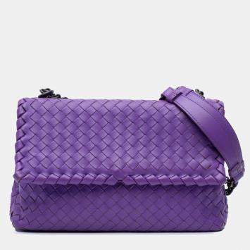 مملوكة مسبقًا Bottega Veneta Purple Small Nappa Intrecciato Olimpia Shoulder Bag