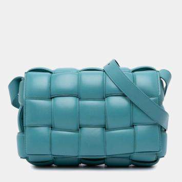 Pre Owned Bottega Veneta Blue Nappa Intrecciato Padded Cassette Crossbody
