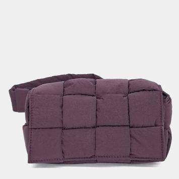 مملوكة مسبقًا Bottega Veneta Purple Nylon Padded Tech Cassette Mini Belt Bag
