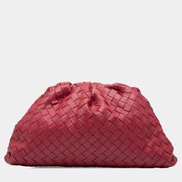 Pre Owned Bottega Veneta Red Nappa Intrecciato The Pouch