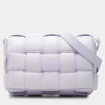 Pre Owned Bottega Veneta Purple Nappa Intrecciato Padded Cassette Crossbody