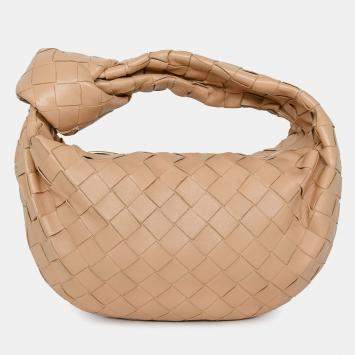 Pre Owned Bottega Veneta Beige Intrecciato Lambskin Mini Jodie Bag