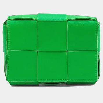 Pre Owned Bottega Veneta Green Leather Bottega Veneta Candy Cassette Bag