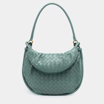 Pre Owned Bottega Veneta Green Medium Nappa Intrecciato Gemelli Hobo