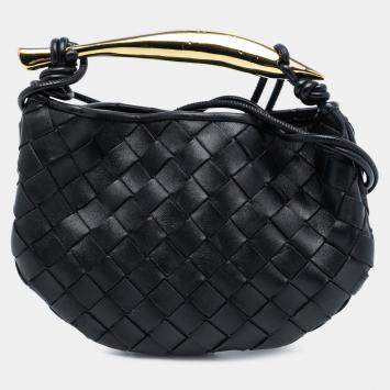 Pre Owned Bottega Veneta Black Baby Lambskin Intrecciato Sardine
