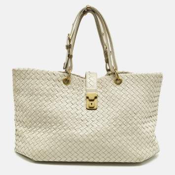 مملوكة مسبقًا Bottega Veneta Capri Large Off White Intrecciato Leather Tote
