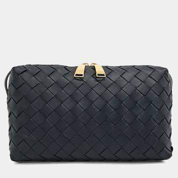 Pre Owned Bottega Veneta Black Leather mesh crossbody bag