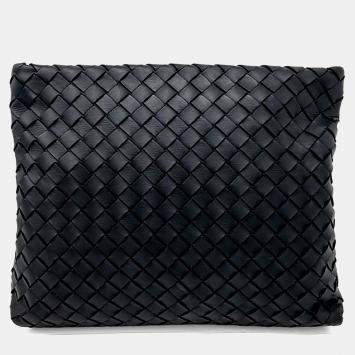 Pre Owned Bottega Veneta Black Leather mesh clutch