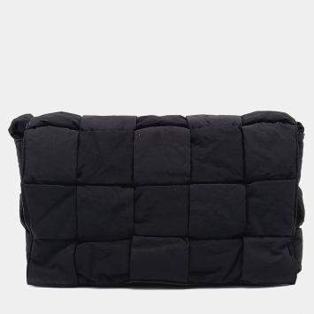 Pre Owned Bottega Veneta Black Fabric Padded Tech Cassette Bag