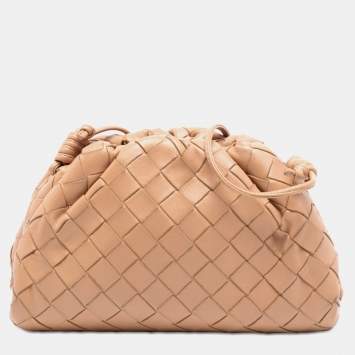 Pre Owned Bottega Veneta Brown Nappa Intrecciato The Mini Pouch Crossbody