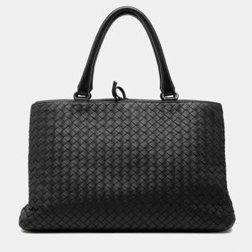 Pre Owned Bottega Veneta Black Nappa Intrecciato Milano Tote