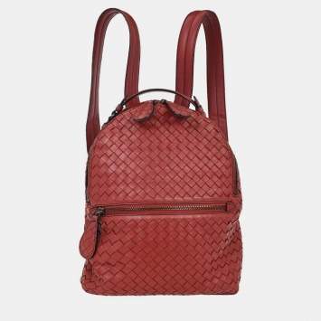 مملوكة مسبقًا Bottega Veneta Bordeaux Lambskin Intrecciato Backpack