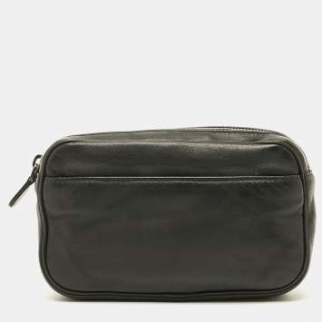 مملوكة مسبقًا Bottega Veneta Black Leather Convertible Pouch