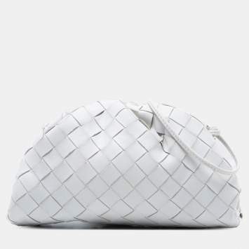 مملوكة مسبقًا Bottega Veneta White Nappa Intrecciato The Mini Pouch Crossbody