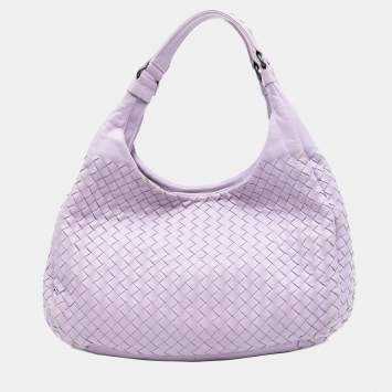 Pre Owned حقيبة بوتيغا فينيتا كمبانا انتريشياتو نابا أرجوانية كبيرة