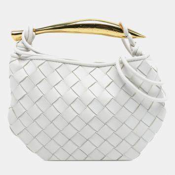 Pre Owned Bottega Veneta White Baby Lambskin Intrecciato Sardine