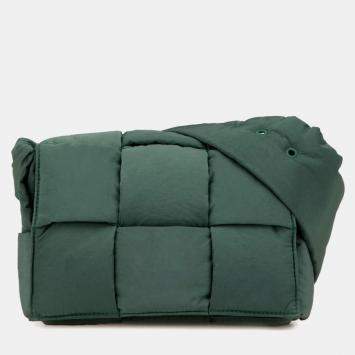 Pre Owned Bottega Veneta Padded Tech Cassette Small Shoulder Bag Khaki Polyamide