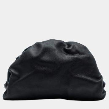 Pre Owned Bottega Veneta Black Lambskin The Pouch