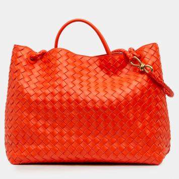 مملوكة مسبقًا Bottega Veneta Orange Large Lambskin Intrecciato Andiamo Satchel