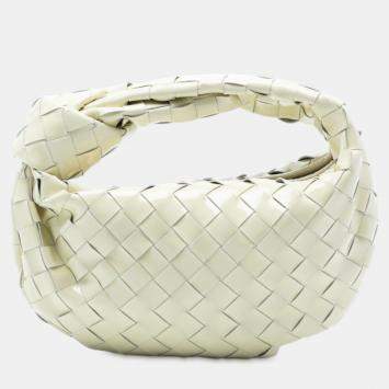 Pre Owned Bottega Veneta White Mini Patent Intrecciato Jodie