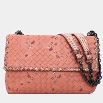 Pre Owned Bottega Veneta Intrecciato Butterfly Olimpia Flap Bag