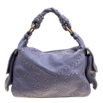Pre Owned Bottega Veneta Purple Leather Woven Snakeskin Limited Edition 033/300 Shoulder Bag