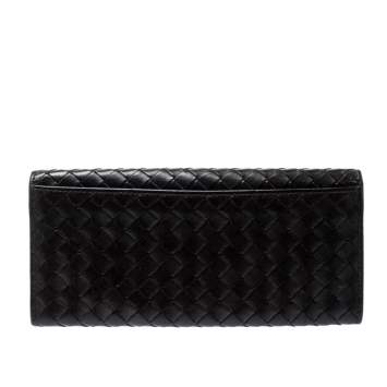 Pre Owned Bottega Veneta Brown Intrecciato Leather Continental Wallet