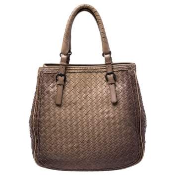 Pre Owned Bottega Veneta Brown Intrecciato Leather Satchel