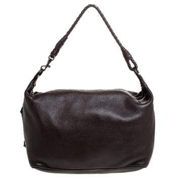 Pre Owned Bottega Veneta Brown Leather Shoulder Bag