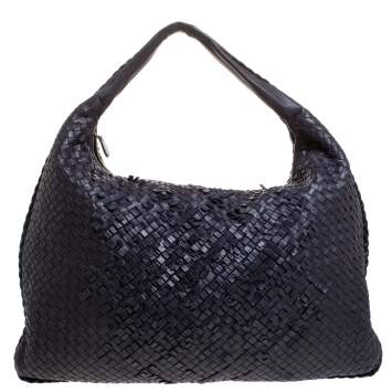Pre Owned Bottega Veneta Purple Intrecciato Nappa Leather Large Veneta Hobo