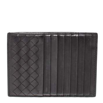 مملوكة مسبقًا Bottega Veneta Dark Brown Leather Zip Card Holder
