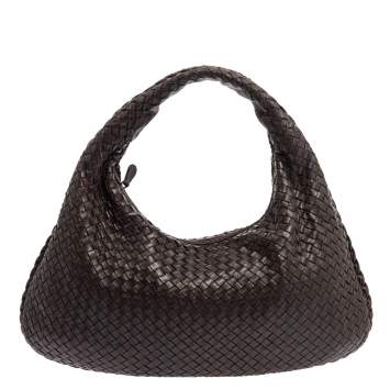 Pre Owned Bottega Veneta Dark Brown Intrecciato Leather Veneta Hobo