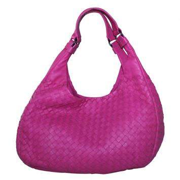 Pre Owned Bottega Veneta Pink Leather Intrecciato Hobo Bag