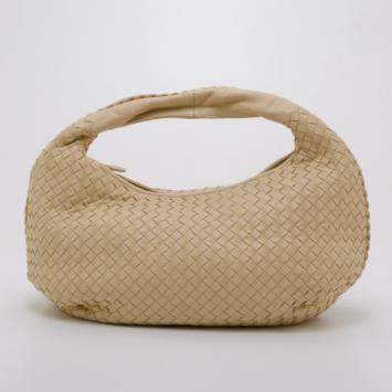 Pre Owned Bottega Veneta Cream Intrecciato Leather Medium Belly Veneta Hobo