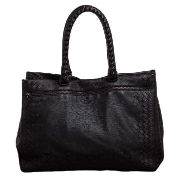 Pre Owned Bottega Veneta Dark Brown Intrecciato Leather Tote