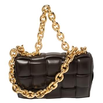Pre Owned Bottega Veneta Brown Leather Chain Cassette Shoulder Bag 