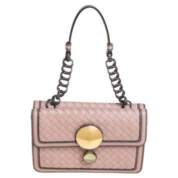Pre Owned Bottega Veneta Pink Intrecciato Leather Sphere Top Handle Bag