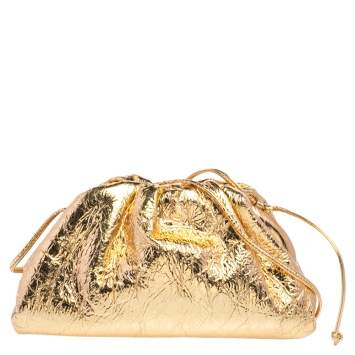 Pre Owned Bottega Veneta Gold Leather Mini The Pouch Shoulder Bag