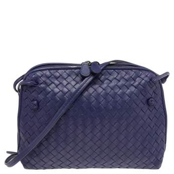 Pre Owned Bottega Veneta Purple Intrecciato  Leather Nodini Shoulder Bag